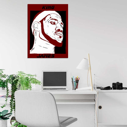 King James Portrait Art Lebron Basketball Sport Wall Art Print Poster