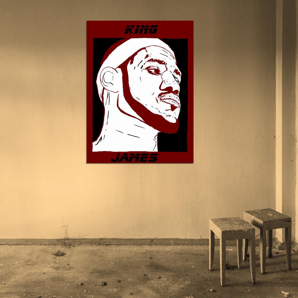 King James Portrait Art Lebron Basketball Sport Wall Art Print Poster