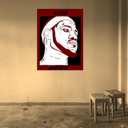 King James Portrait Art Lebron Basketball Sport Wall Art Print Poster