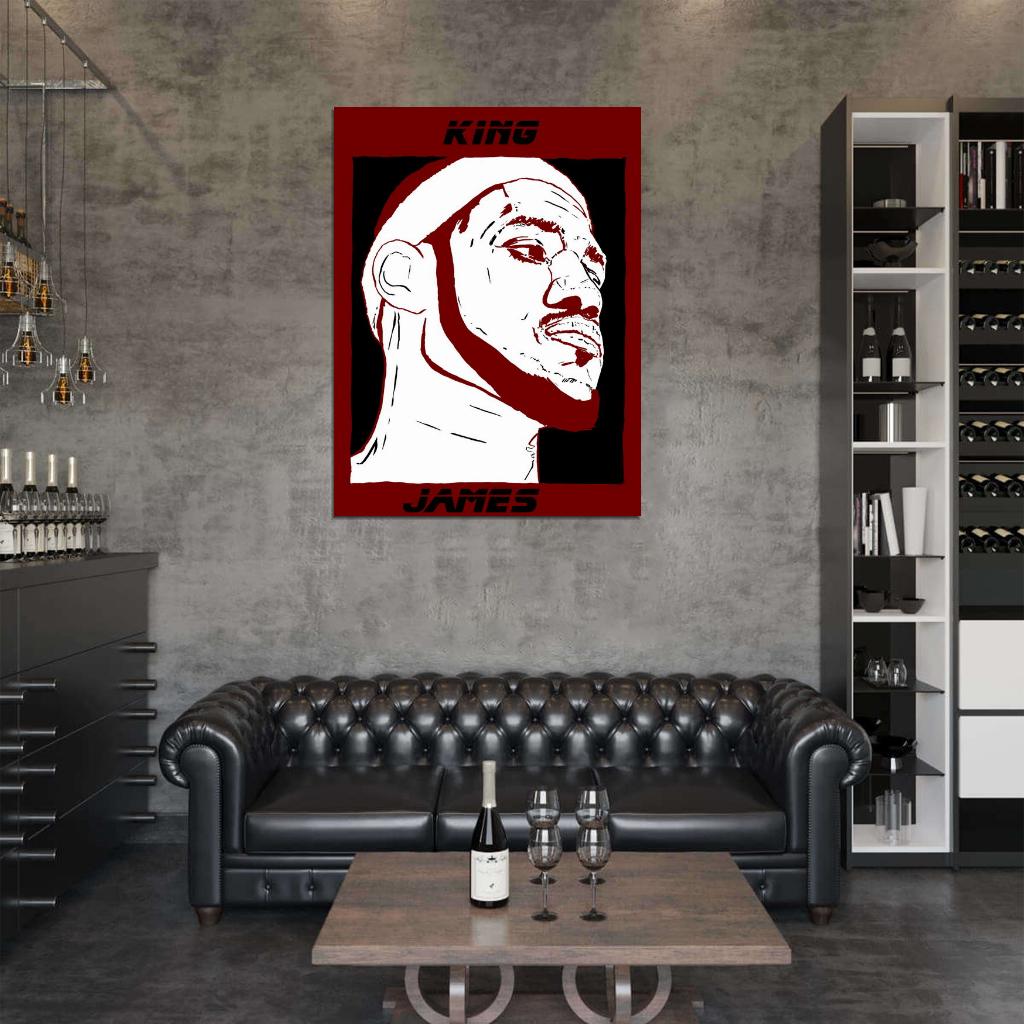 King James Portrait Art Lebron Basketball Sport Wall Art Print Poster