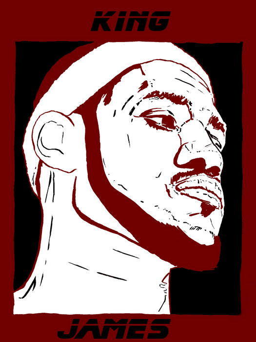 King James Portrait Art Lebron Basketball Sport Wall Art Print Poster