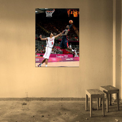 LeBron James Monster Dunk Posterize USA Team Basketball Sport Wall Art Print Poster