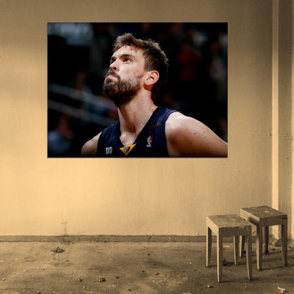 Marc Gasol Portrait Basketball Sport Wall Art Print Poster