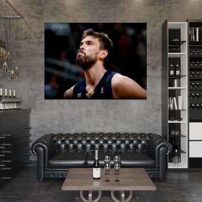 Marc Gasol Portrait Basketball Sport Wall Art Print Poster
