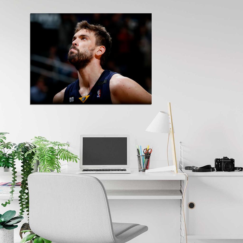 Marc Gasol Portrait Basketball Sport Wall Art Print Poster