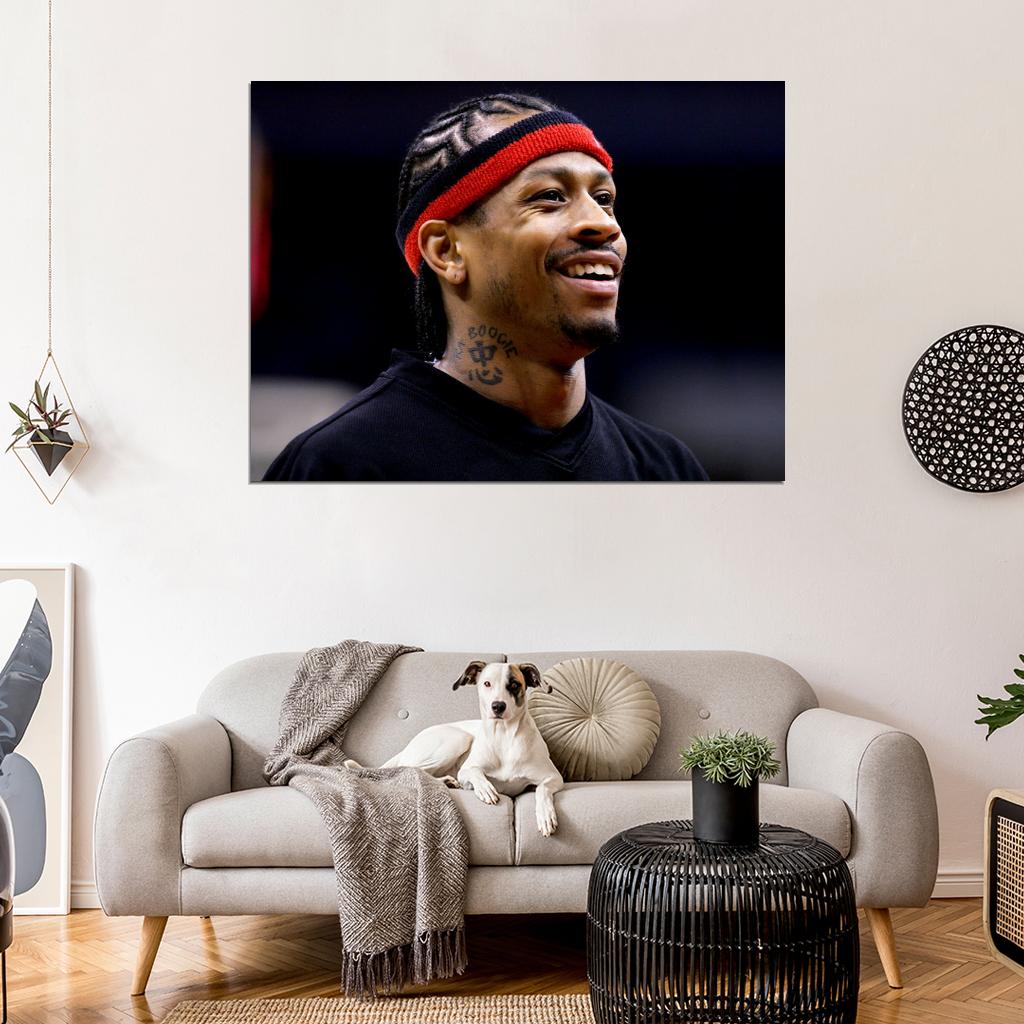Allen Iverson Portrait Smile Basketball Sport Wall Art Print Poster