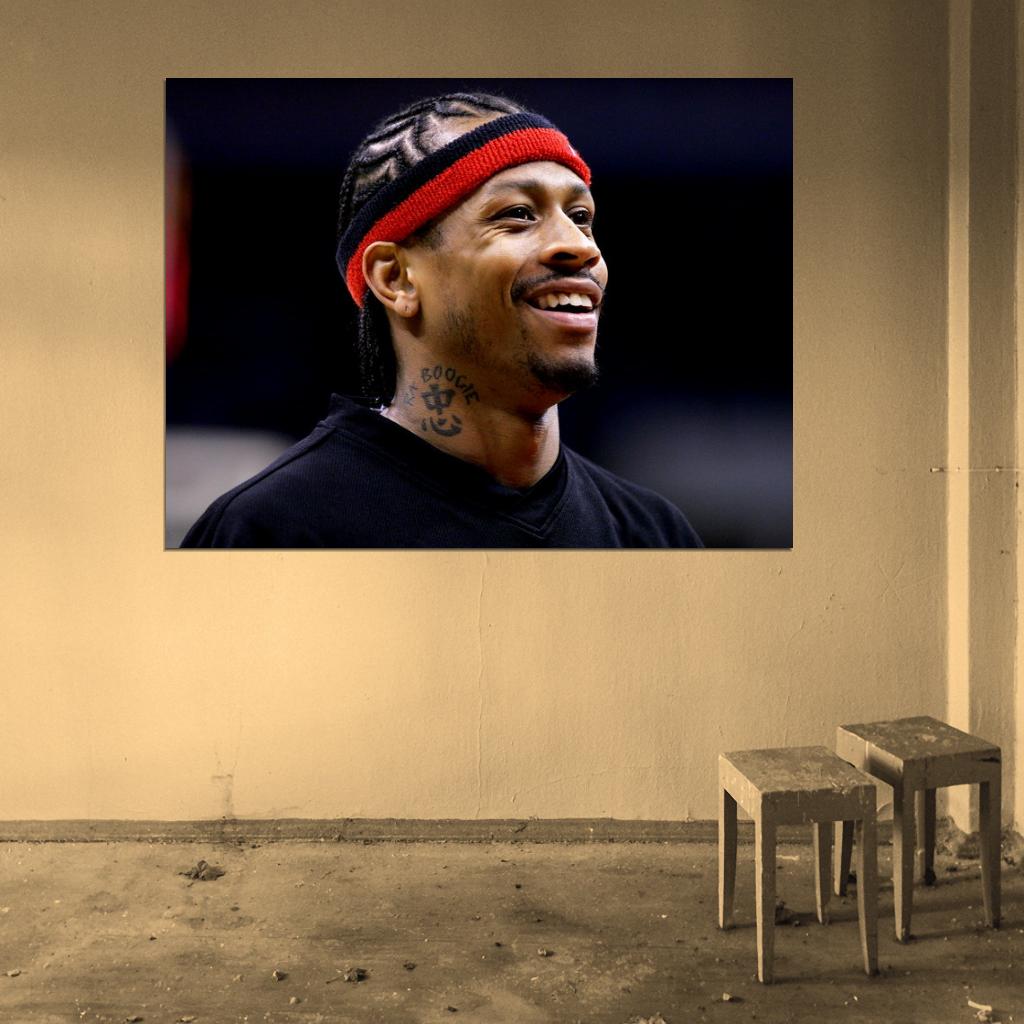 Allen Iverson Portrait Smile Basketball Sport Wall Art Print Poster