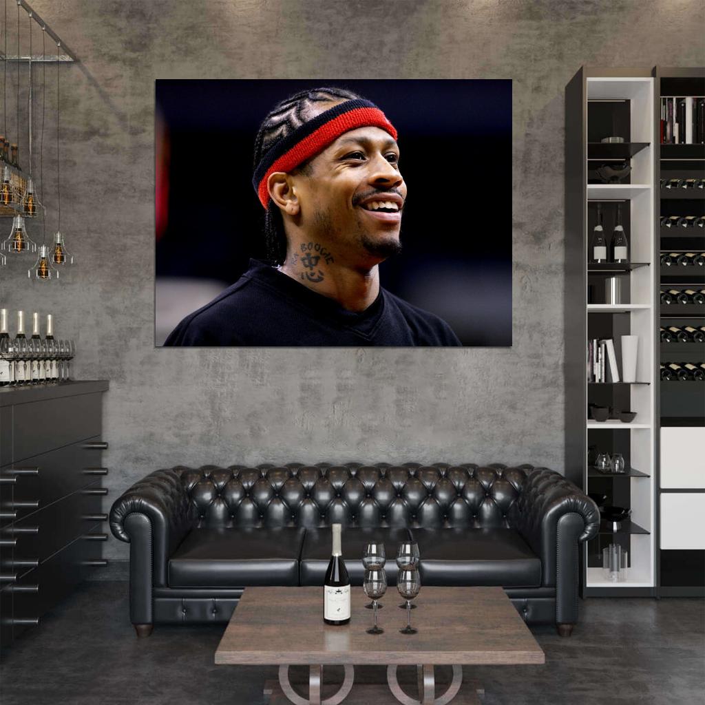 Allen Iverson Portrait Smile Basketball Sport Wall Art Print Poster