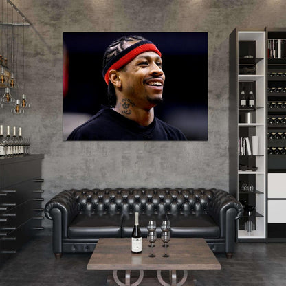 Allen Iverson Portrait Smile Basketball Sport Wall Art Print Poster