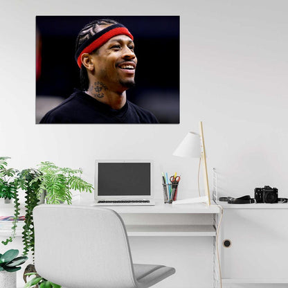 Allen Iverson Portrait Smile Basketball Sport Wall Art Print Poster