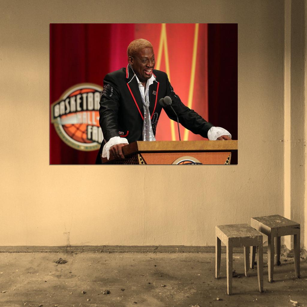 Dennis Rodman Hall of Fame Speech Basketball Sport Wall Art Print Poster