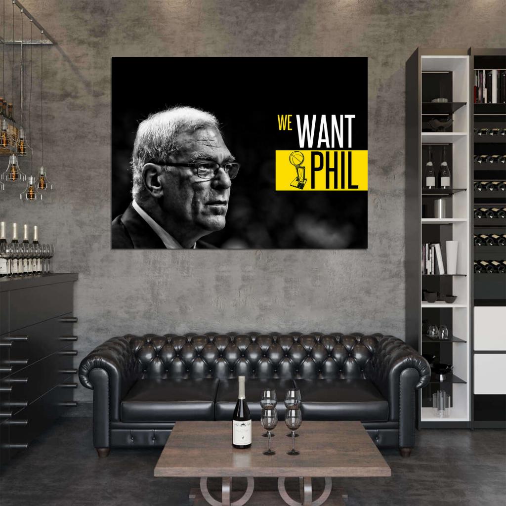 Phil Jackson Coach BW Basketball Sport Wall Art Print Poster