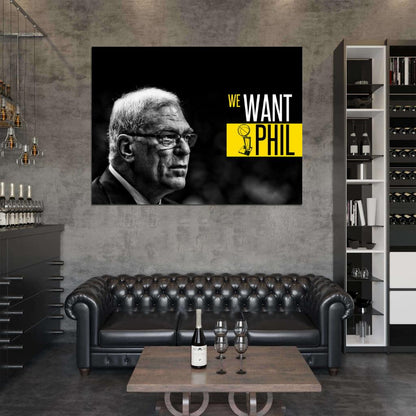 Phil Jackson Coach BW Basketball Sport Wall Art Print Poster