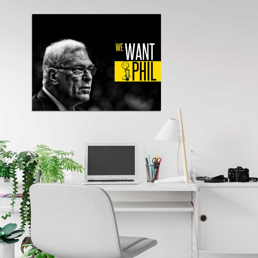 Phil Jackson Coach BW Basketball Sport Wall Art Print Poster