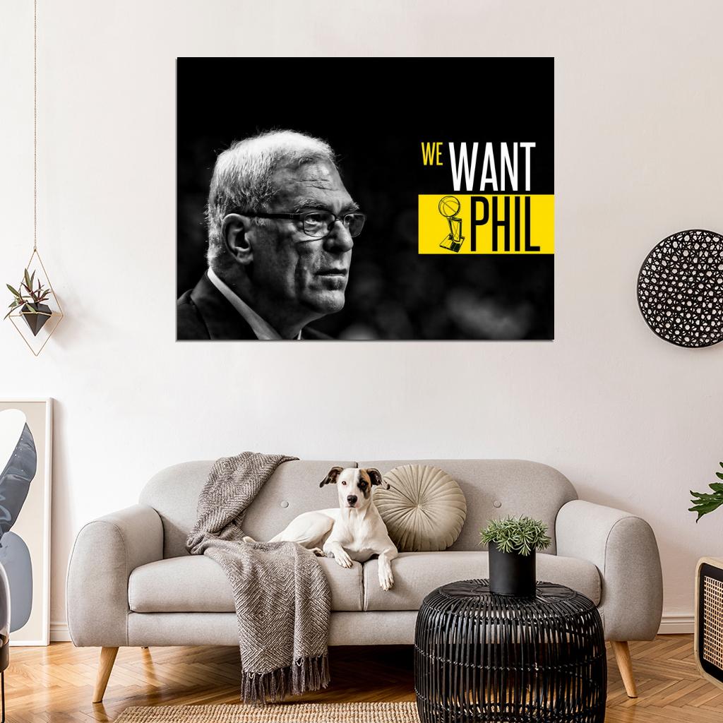 Phil Jackson Coach BW Basketball Sport Wall Art Print Poster