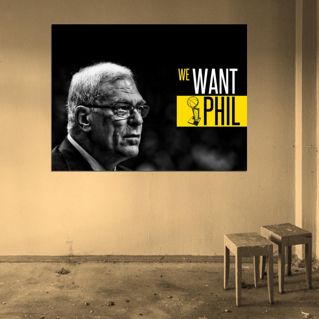 Phil Jackson Coach BW Basketball Sport Wall Art Print Poster