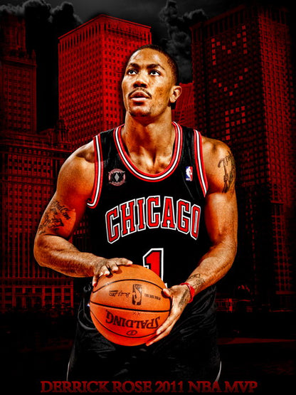 Derrick Rose MVP Art Basketball Sport Wall Art Print Poster