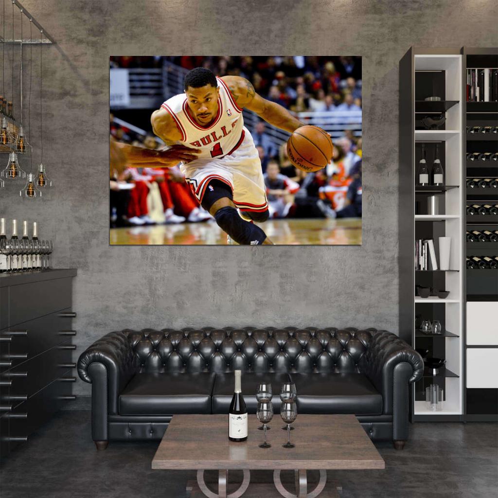Derrick Rose Dribbling Basketball Sport Wall Art Print Poster