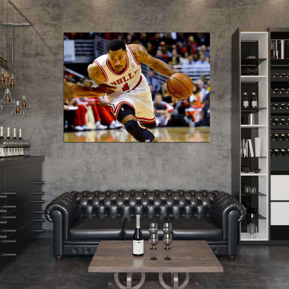 Derrick Rose Dribbling Basketball Sport Wall Art Print Poster