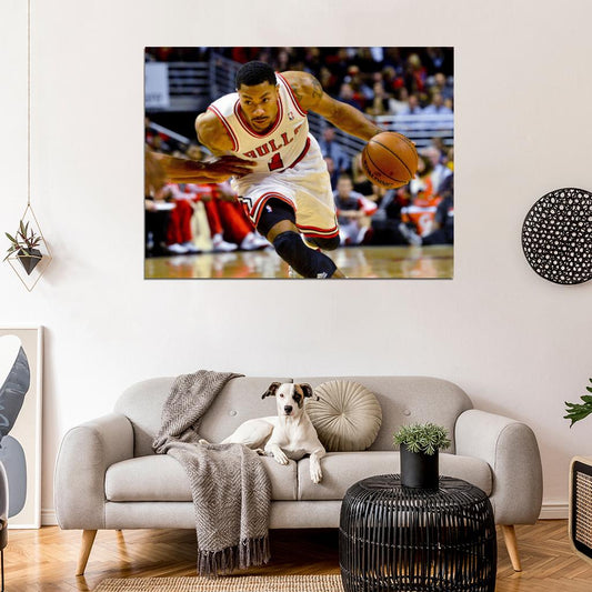 Derrick Rose Dribbling Basketball Sport Wall Art Print Poster
