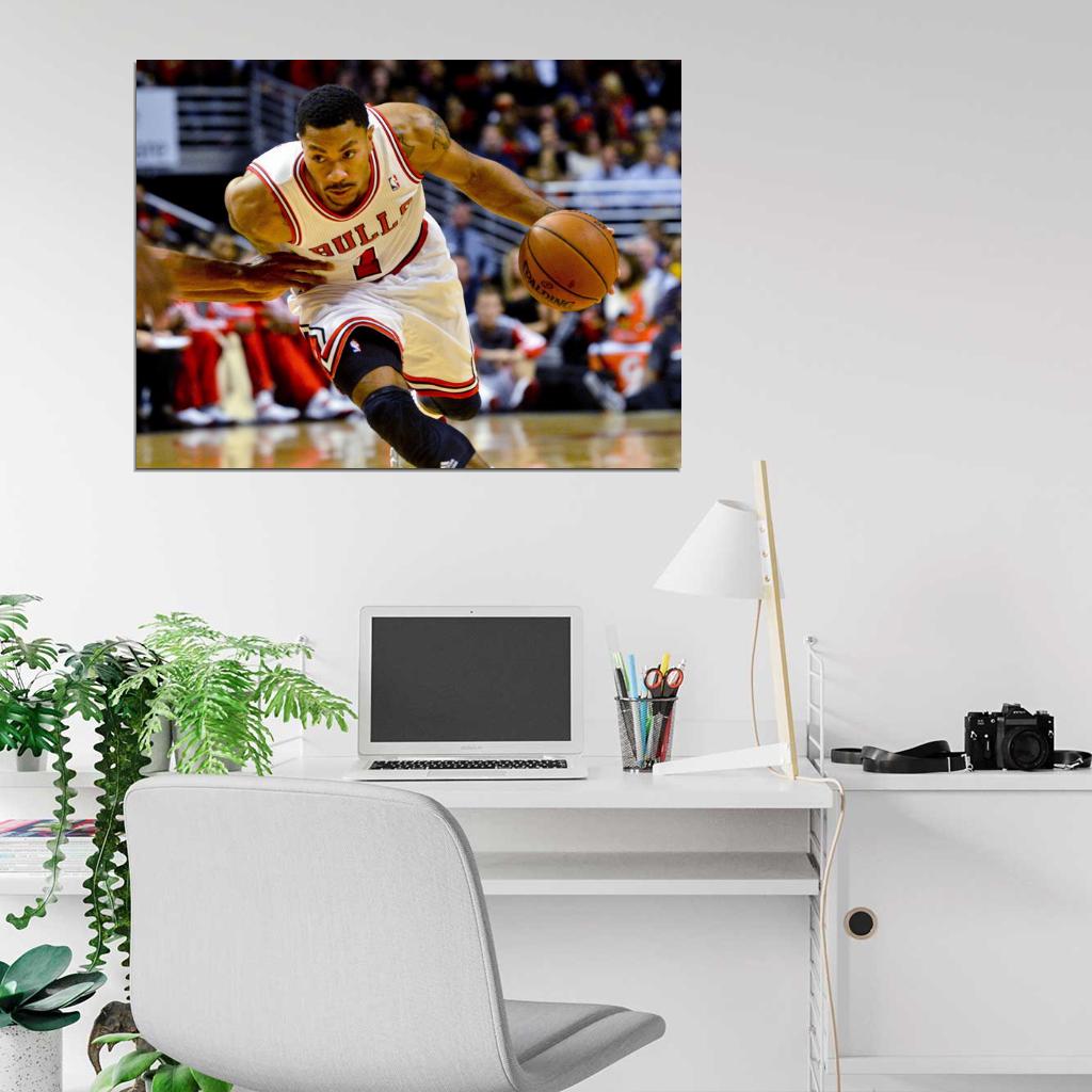 Derrick Rose Dribbling Basketball Sport Wall Art Print Poster