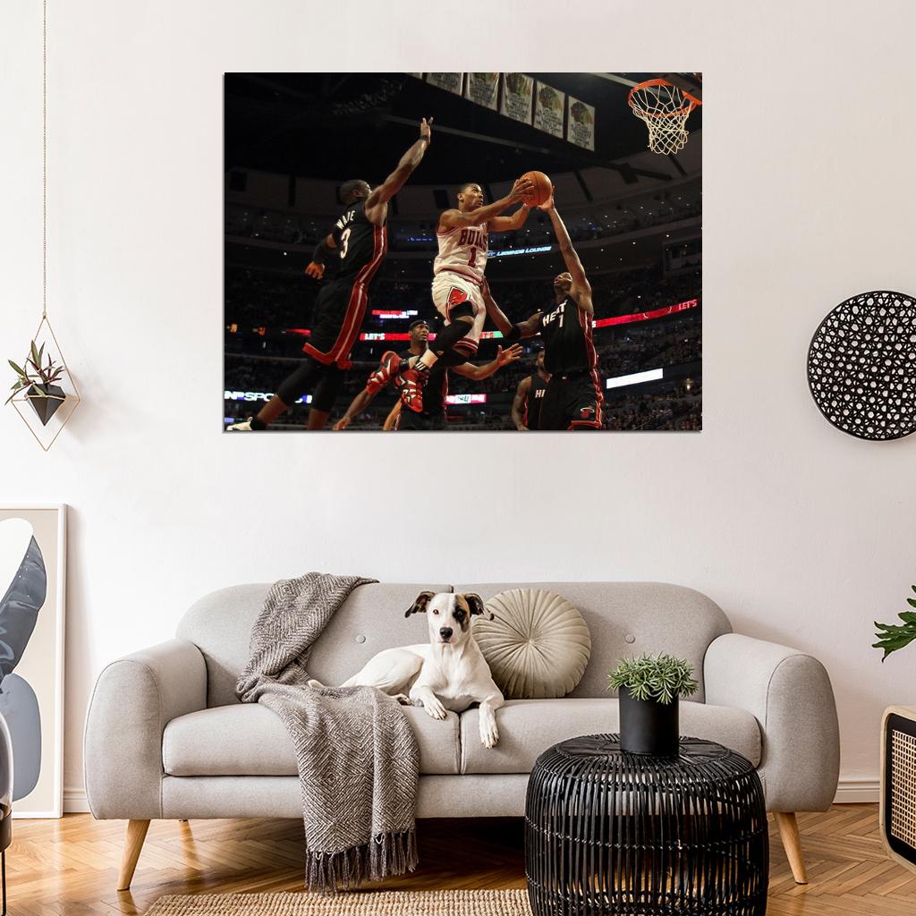 Derrick Rose Layup Basketball Sport Wall Art Print Poster