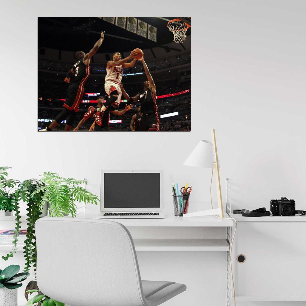 Derrick Rose Layup Basketball Sport Wall Art Print Poster