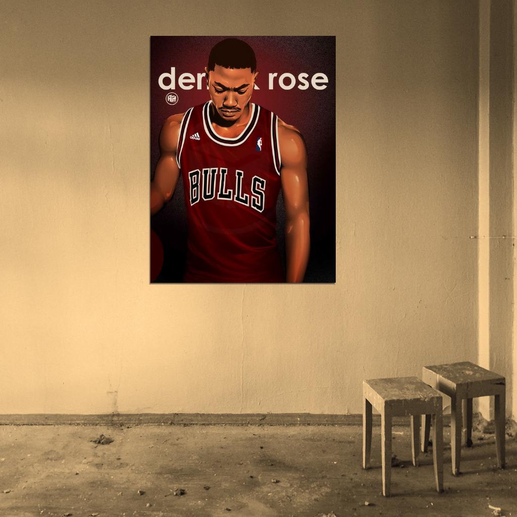 Derrick Rose Painting Art Basketball Sport Wall Art Print Poster