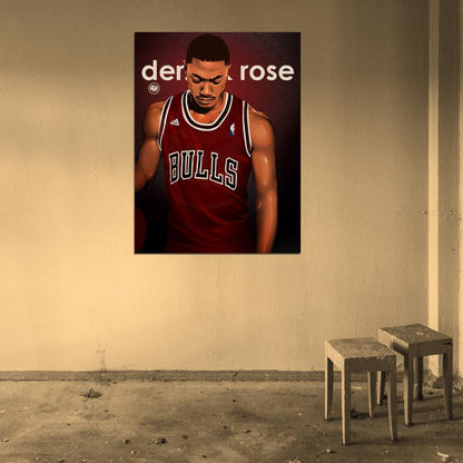 Derrick Rose Painting Art Basketball Sport Wall Art Print Poster
