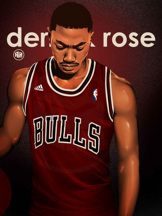 Derrick Rose Painting Art Basketball Sport Wall Art Print Poster