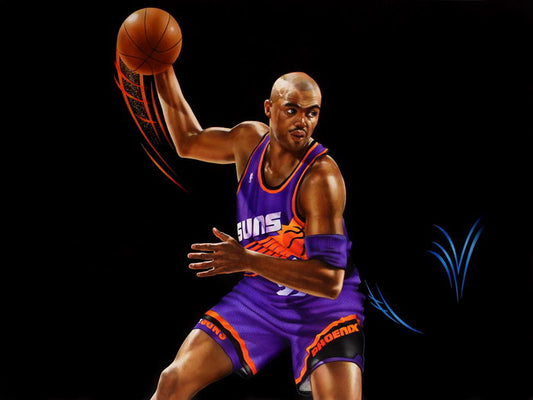 Charles Barkley Painting Art Retro Basketball Sport Wall Art Print Poster