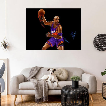 Charles Barkley Painting Art Retro Basketball Sport Wall Art Print Poster