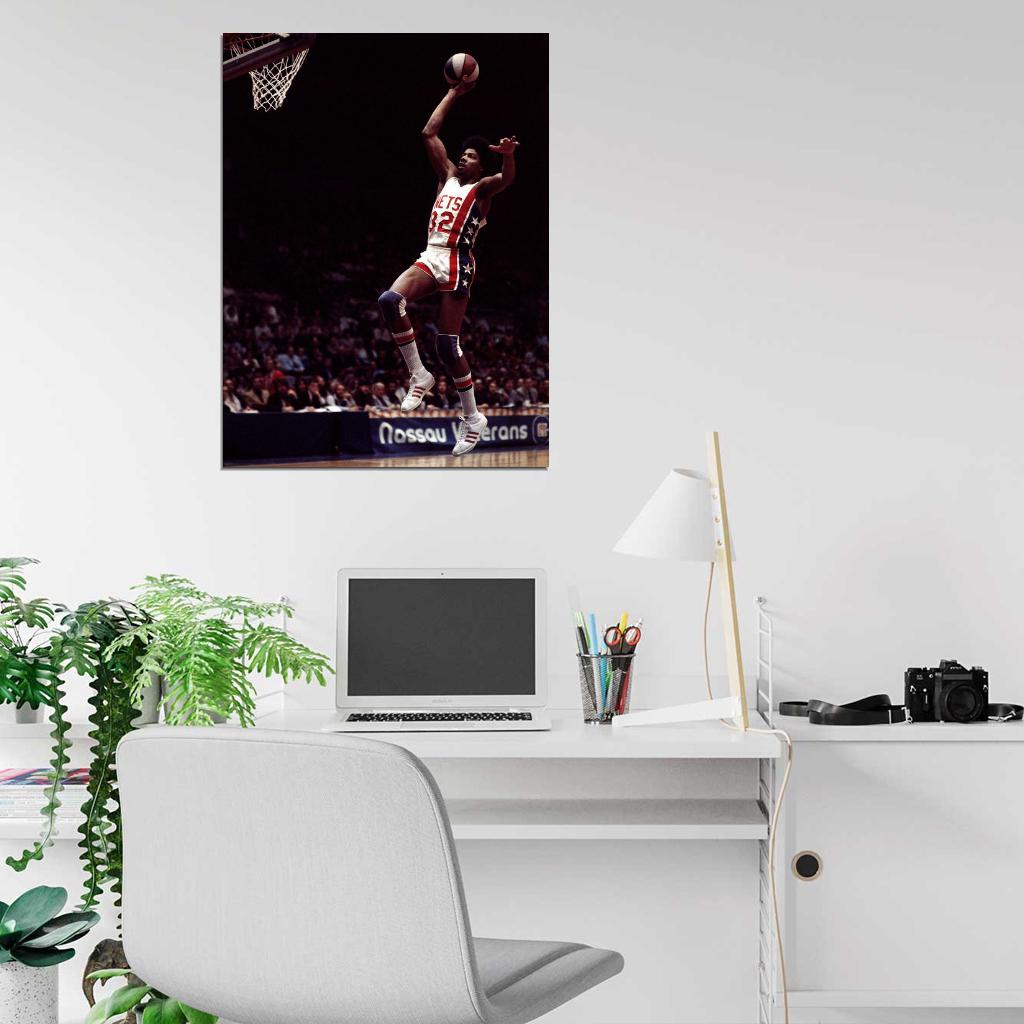 Julius Erving Dr J New York Nets Retro Vintage Basketball Sport Wall Art Print Poster