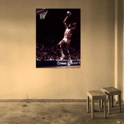 Julius Erving Dr J New York Nets Retro Vintage Basketball Sport Wall Art Print Poster