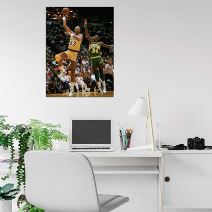 Kareem Abdul-Jabbar Sky Hook Shot Retro Vintage Basketball Sport Wall Art Print Poster