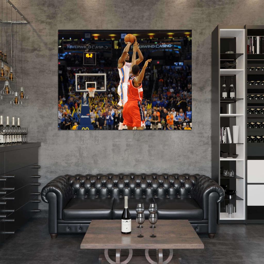 Kevin Durant Game Winner Jump Shot OKC Basketball Sport Wall Art Print Poster
