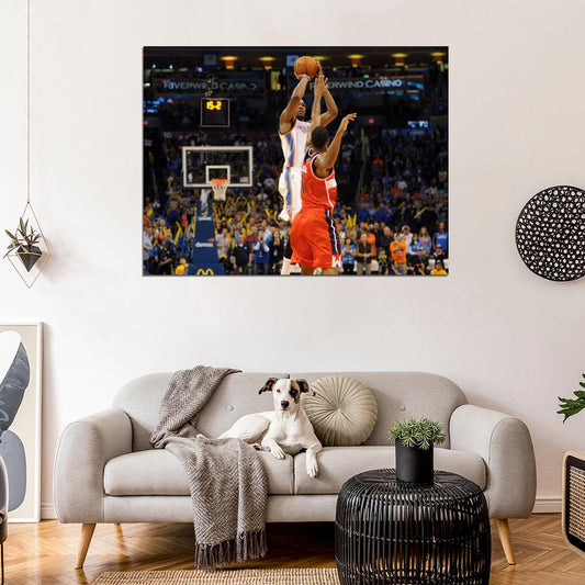 Kevin Durant Game Winner Jump Shot OKC Basketball Sport Wall Art Print Poster