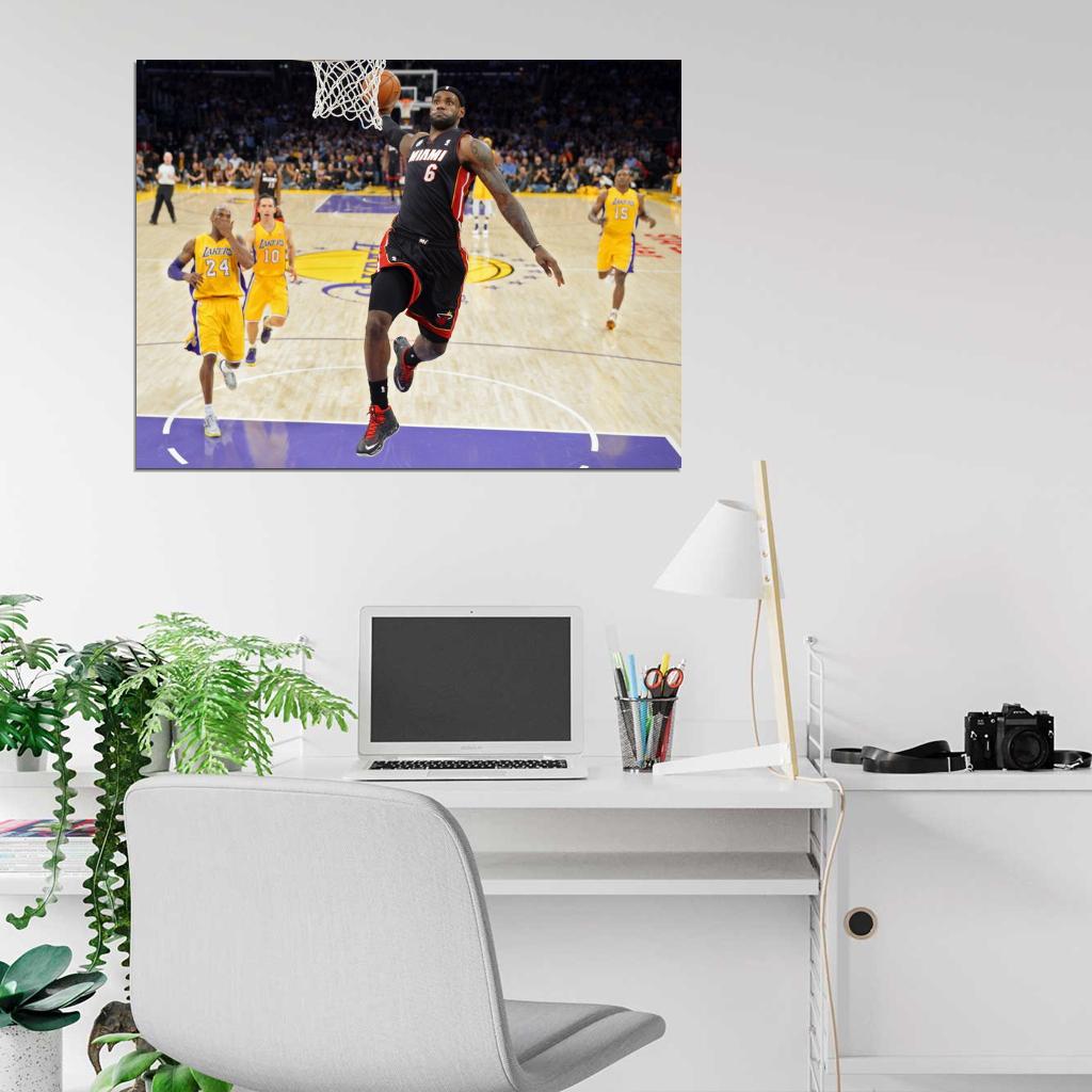 LeBron James Tomahawk Dunk vs Basketball Sport Wall Art Print Poster