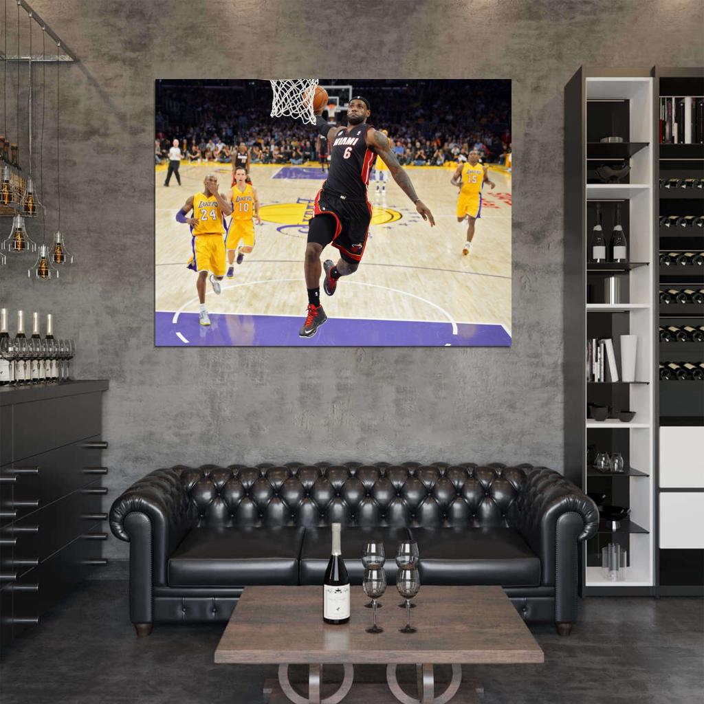 LeBron James Tomahawk Dunk vs Basketball Sport Wall Art Print Poster