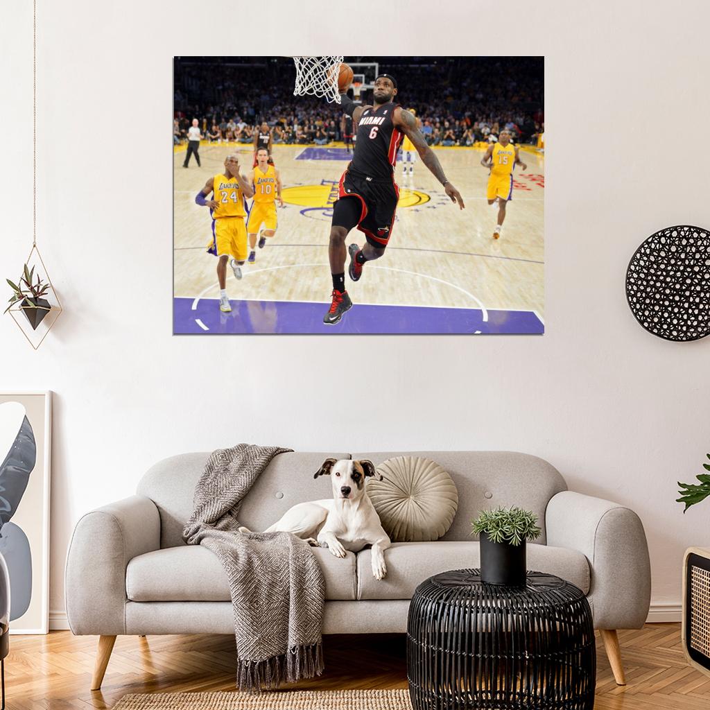 LeBron James Tomahawk Dunk vs Basketball Sport Wall Art Print Poster
