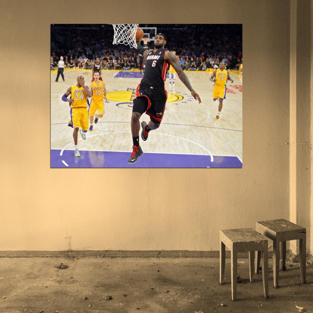 LeBron James Tomahawk Dunk vs Basketball Sport Wall Art Print Poster
