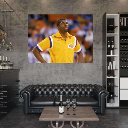 Magic Johnson Los Angeles Retro Vintage Basketball Sport Wall Art Print Poster