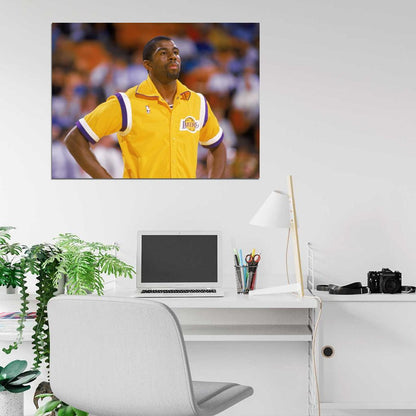 Magic Johnson Los Angeles Retro Vintage Basketball Sport Wall Art Print Poster