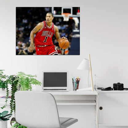Derrick Rose Dribbling Basketball Sport Wall Art Print Poster