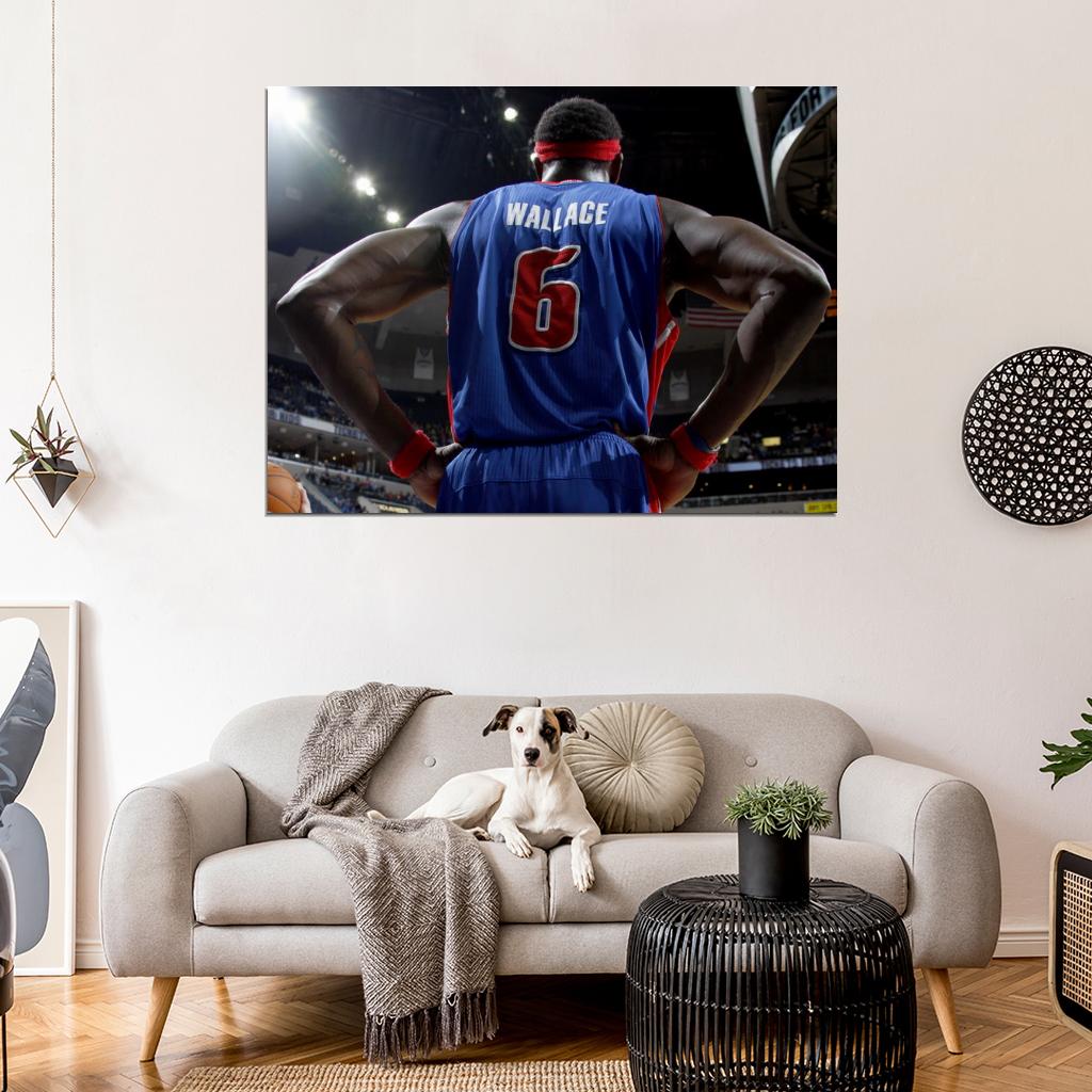 Big Ben Wallace Back Jersey Basketball Sport Wall Art Print Poster
