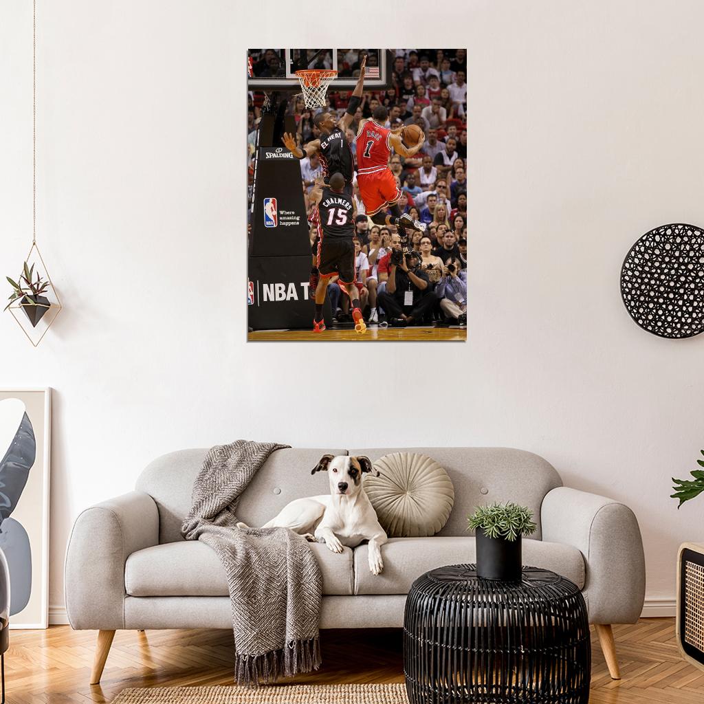 Derrick Rose Layup vs Basketball Sport Wall Art Print Poster