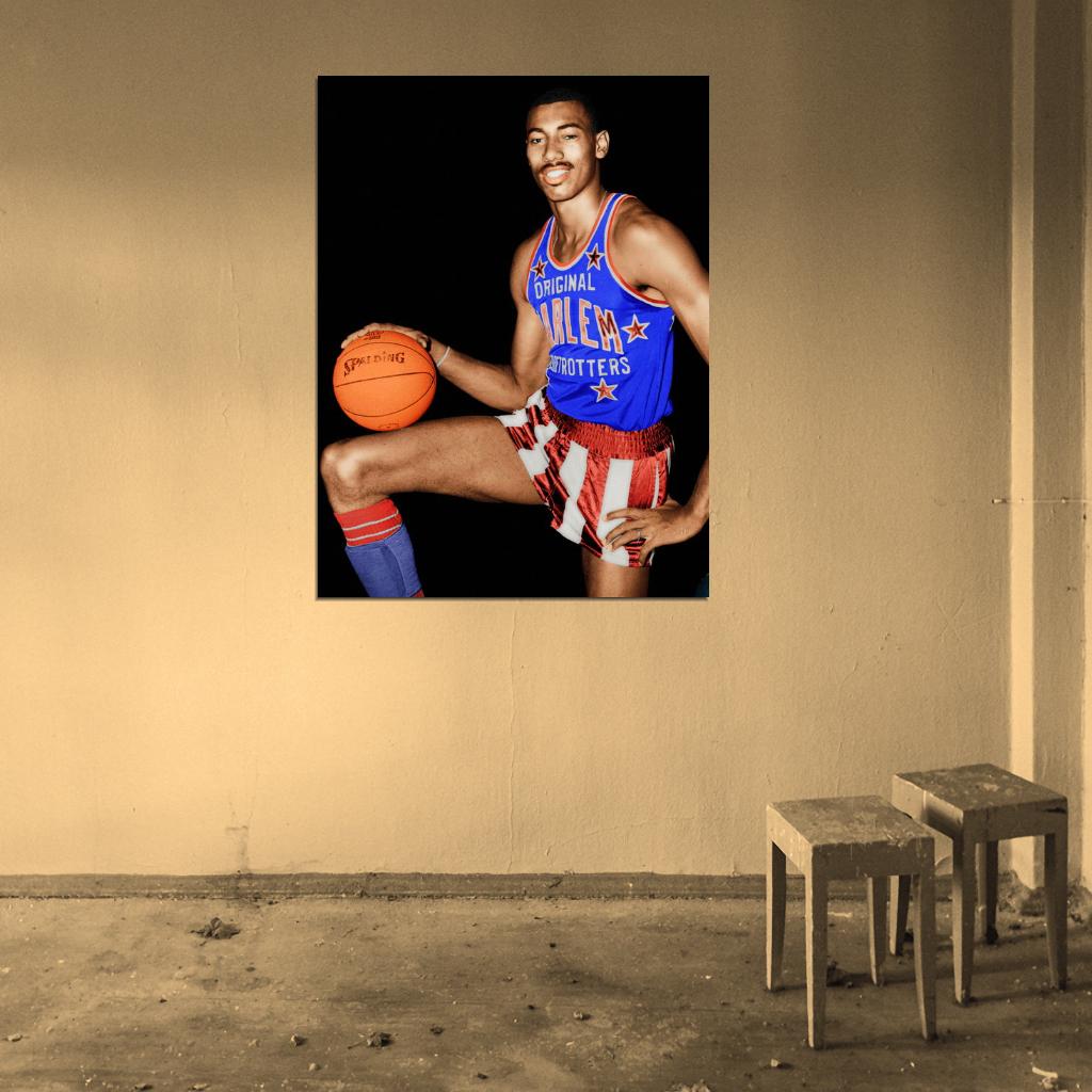 Wilt Chamberlain Harlem Globetrotters Retro Legend Vintage Basketball Sport Wall Art Print Poster