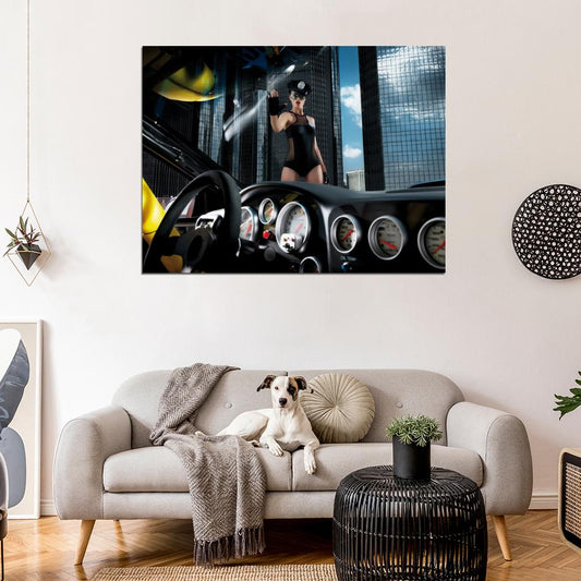 Police Uniform Girl Hot Sexy Babe Woman Car Miss Tuning Wall Art Print Poster