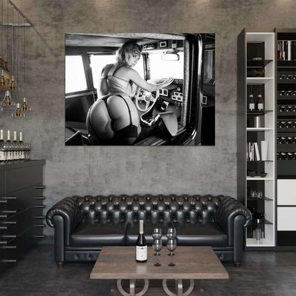 Carlye Denise Butt Hot Sexy Babe Woman Car Miss Tuning BW Wall Art Print Poster