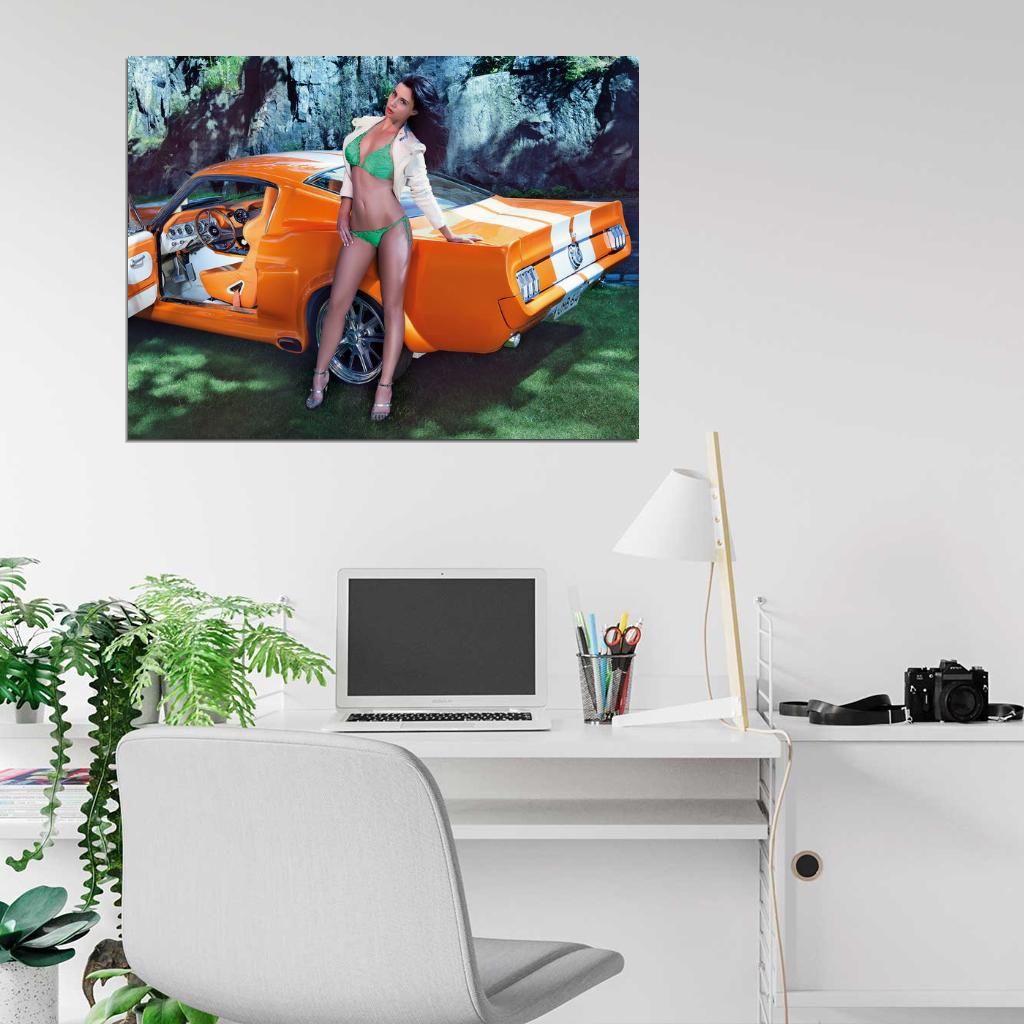 Frizzi Arnold Orange Car Hot Sexy Babe Woman Car Miss Tuning Wall Art Print Poster